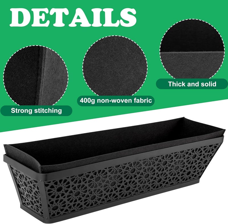 Adnee 2 Pcs 30 Inch Fabric Plant Window Box Liners-Rectangular Non-Woven Planter Basket Liner-Black Felt Flower Hanging Basket for Outdoor Garden Wall Hanging Planter Flower Vegetables - Image 3